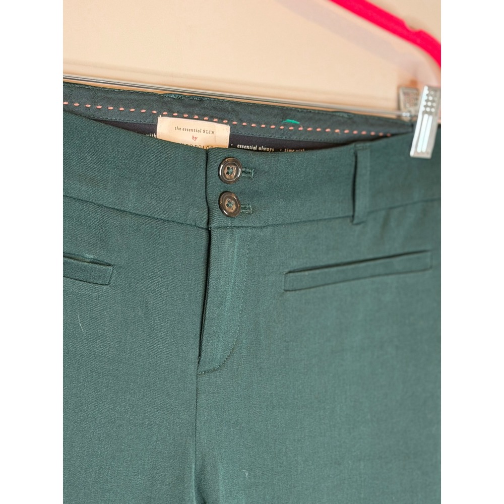 Anthropologie The Essential Slim Pants Forest Green Professional Trousers Size 4 - Picture 3 of 9
